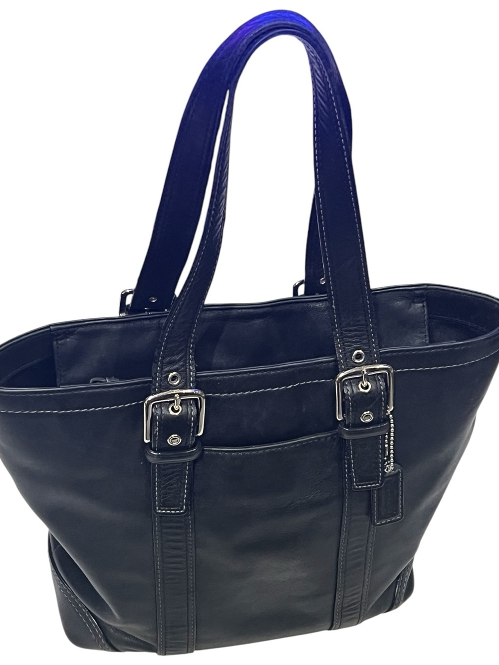 Coach Hampton F10194 Vintage Black Smooth Leather Tote Shoulder Bag